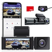 abordables DVR pour voiture-Caméra de tableau de bord azdome m550 3 canaux, caméra de tableau de bord de voiture à trois voies avant intérieur arrière, double canal 4k + 1080p avec vision nocturne gps wifi ir