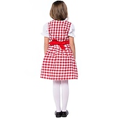 halpa Lapset-Oktoberfest dirndl Trachtenkleader Dirndl pusero Oktoberfest / Olut baijerilainen baijerilainen Wiesn Perinteinen Tyyli Niityt Tyttöjen Perinteinen tyyli kangas Toppi Leninki Esiliina