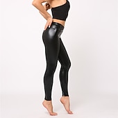 cheap Bottoms-1980s High Waisted Shiny Latex Patent Leggings PU Leather Pencil Pants Disco Women&#039;s Carnival Masquerade Party Bachelorette Party Pride Parade Adults&#039; Pants