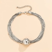 abordables Colliers-Collier Chrome Femme Punk simple Classique Mignon Mariage Rond Colliers Tendance Pour Mariage Soirée