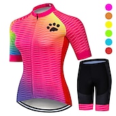 abordables Ensembles de vêtements pour femmes-Femme Maillot et Cuissard Velo Cyclisme Manche Courte VTT Vélo tout terrain Vélo Route Rose Rouge Bleu Graphic Chat Dégradé Vélo Séchage rapide Evacuation de l&#039;humidité Spandex Des sports Graphic