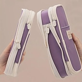 cheap Pencil Cases &amp; Holders-Multifunctional Cosmetic Bag Macaroon Big Capacity Double-layer Canvas Pencil Case Travel Storage Pouch School Supplies, Back to School Gift