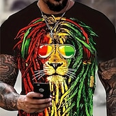 economico Magliette con stampa animale-Per uomo Pop art Animali Leone maglietta Manica corta maglietta Stampa 3D Girocollo Camicia Vintage Di tendenza Originale Esterno Giornaliero Sport Nero Nero rosso Blu Primavera estate Abbigliamento
