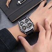 preiswerte Quarz-Uhren-Oulm Herren Quarz Uhr Minimalistisch Retro Vintage Sport Mode Kompass Wasserdicht Thermometer Dekoration Lederuhr