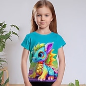 cheap Girl&#039;s 3D Animals-Girls&#039; 3D Graphic Cartoon Unicorn T shirt Tee Short Sleeve 3D Print Summer Spring Active Fashion Cute Kids 3-12 Years Outdoor Casual Daily Regular Fit