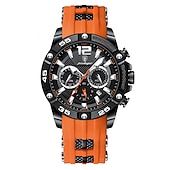 voordelige Quartz-horloges-POEDAGAR Luxe Mannen Polshorloge Sport Chronograaf Silicone Strap Mannen Horloges Waterdicht Luminieuze Datum Heren Quartz Horloge