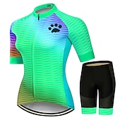 abordables Ensembles de vêtements pour femmes-Femme Maillot et Cuissard Velo Cyclisme Manche Courte VTT Vélo tout terrain Vélo Route Rose Rouge Bleu Graphic Chat Dégradé Vélo Séchage rapide Evacuation de l&#039;humidité Spandex Des sports Graphic