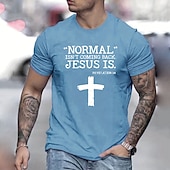 お買い得  メンズグラフィックTシャツ-男性用 レタード グラフィック 十字架 Tシャツ グラフィックTシャツ コットン 半袖 グラフィック シャツ ブラック ホワイト ネイビーブルー 快適なTシャツ アウトドア ストリート ファッションデザイナーの衣類