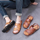 billiga Avslappnade sandaler-Herr Sandaler Inneskor Komfortsandaler Promenad Ledigt Strandstil Dagligen Strand PVC Vattentät Andningsfunktion Bekväm Loafers Gul Brun Sommar
