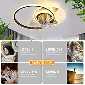 preiswerte Deckenventilator-Leuchten-Deckenventilator mit Lichtern, 19,5 Zoll, dimmbare LED, 3 Farben, 6 Geschwindigkeiten, Timing, umkehrbare Flügel mit Fernbedienung, Ventilator-Kronleuchter für den Haushalt, flacher, bündig montierter