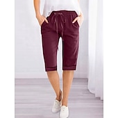 economico Pantaloncini in lino di cotone-Per donna Pantaloncini ispirati al lino Shorts Pantaloni Eleganti Attivo Semplice Casual Lunghezza al ginocchio Vita Alta Semplice Tasca Coulisse Elastico in vita Traspirabilità Morbido Confortevole