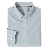 billiga Button Down-skjortor för män-Herr Skjorta Grön Khaki grön Grå Långärmad Randig Nedvikt Vår &amp; Höst Kontor &amp; Karriär Utekväll Kläder Grundläggande