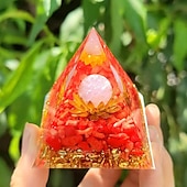 cheap Outdoor Decoration-Orgone Pyramid For Positive Energy And Amethyst Crystal Ball, With Protection From Crystals Energy Generator For Stress Reduce Healing Meditation And Wealth Attraction For Home Decoration