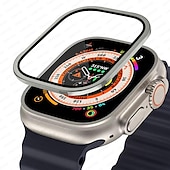 cheap Smartwatch Screen Protectors-Watch Case for Apple Watch Ultra 49mm Screen Protector 49mm 9H Tempered Glass Titanium Alloy Frame Keep Original Touch Sensitive Lightweight Protective Glass Film for iwatch Ultra 49mm