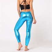 cheap Bottoms-1980s High Waisted Shiny Latex Patent Leggings PU Leather Pencil Pants Disco Women&#039;s Carnival Masquerade Party Bachelorette Party Pride Parade Adults&#039; Pants