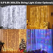 abordables Proyector de la lámpara  y proyector láser-Cortina de luces de hadas, cadena de luces, 8 modos con control remoto, luces decorativas para fiestas de Navidad, bodas, alimentadas por USB