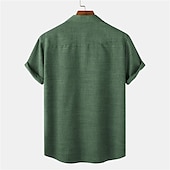 economico Casual da lavoro-Per uomo Camicia Camicia di lino Camicia in cotone e lino Camicia Estiva Camicia casual Camicia da Spiaggia Semplice Vacanza Casuale Nero Rosa Verde scuro Viola chiaro Manica Corta Bavero Estate