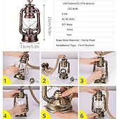 cheap Island Lights-1pc Retro Hemp Rope Chandelier - Old Fashioned Lantern Pendant Light - Oil Rub Bronze Kitchen Island Hanging Light (Bulb Not Included)