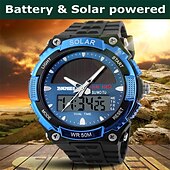 abordables Relojes digitales-Reloj deportivo SKMEI solar digital LED reloj militar para hombres moda casual electrónica cronógrafo reloj de caucho reloj masculino