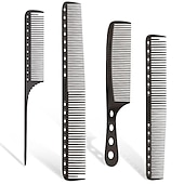 baratos Pentes e escovas de cabelo-4 pçs pente de aço inoxidável profissional pente de alumínio para todos os tipos de cabelo pente de estilo de cabelo pente de corte fino pente de rabo de rato pente de desembaraçar