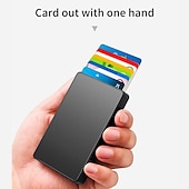 cheap Card Holders &amp; Cases-Slim Aluminum Card Holder Wallet ID Credit Card Holder Mini RFID Blocking Automatic Pop Up Bank Card Case Organizer