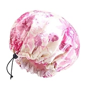 abordables Aparatos para el baño-gorro de ducha de seda con estampado de leopardo, gorro de ducha de doble capa impermeable, gorros de pelo eva reutilizables para la protección del cabello, siete colores disponibles, para el cuidado