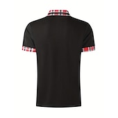 お買い得  メンズ クラシックポロ-男性用 ポロシャツ ゴルフシャツ カジュアル スポーツ クラシック 半袖 ファッション ベーシック チェック カラーブロック パッチワーク ポケット 夏 レギュラー ブラック ホワイト ルビーレッド ネイビーブルー ブルー グリーン ポロシャツ