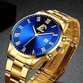 cheap Quartz Watches-Fashion Mens Watches Luxury Calendar Date Quartz Clock Big Dial Men Business Stainless Steel Mesh Belt Watch Relojes Masculino