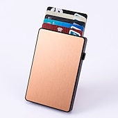 cheap Card Holders &amp; Cases-Slim Aluminum Card Holder Wallet ID Credit Card Holder Mini RFID Blocking Automatic Pop Up Bank Card Case Organizer