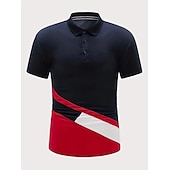 cheap Men&#039;s Classic Polo-Men&#039;s Button Up Polos Polo Shirt Casual Holiday Lapel Short Sleeve Fashion Basic Color Block Button Summer Regular Fit Navy White Red / White Button Up Polos