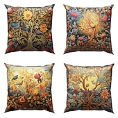 baratos Estilo Vintage-4.0 pçs Poliéster Cobertura de Almofada, Imprimir Art Deco Vintage Lazer Quadrada Tradicional Clássico