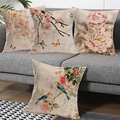 baratos estilo floral e plantas-4.0 pçs Poliéster Cobertura de Almofada, Imprimir Art Deco Vintage Lazer Quadrada Tradicional Clássico