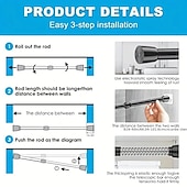 economico Accessori per tende-asta per tende a tensione bianca aste a molla asta per tende espandibile regolabile, per bagno, cucina, finestra, armadio, armadio, libreria progetti fai da te