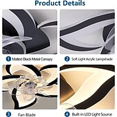 cheap Ceiling Fan Lights-LED Ceiling Fans Dimmable with Remote Contral Flower Design 25.7&quot; 5-Heads Flush Mount Ceiling Lamp Acrylic Lampshade Chandelier Bedroom Living Room