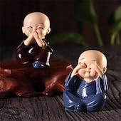 economico Statue-creativi 4 piccoli ornamenti in resina monaco, artigianato decorazione desktop