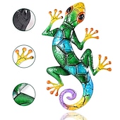 billige veggdekor i metall-1 stk gekko metall veggkunst dekor 3d gekko hengende metall vegg kunst hengende vegg dekor for innendørs utendørs hjemmekontor bad kjøkken soverom stue hage 27x43cm/10.6&#039;&#039;x16.8&#039;&#039;
