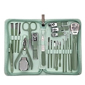 baratos Saúde dos pés-22 pçs profissional cortador de unhas kit de pedicure unhas de aço inoxidável lixas de unhas colher de orelha, kit de higiene para viagens