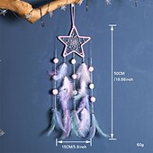 baratos Espanta-espíritos-1 peça apanhador de sonhos, padrão de lua de gato, penas de miçangas, apanhador de sonhos, decoração de parede para pendurar em casa, enfeite para quarto de criança