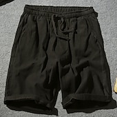 baratos Clássico-Homens Calção Shorts de verão Shorts de praia Bolsos Com Cordão Cintura elástica Tecido Conforto Ao ar livre Diário Para Noite Moda Roupa de rua Preto Branco
