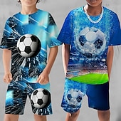 economico Sport e Giochi 3D per Ragazzi-Da ragazzo 3D Pop art Calcio T-shirt e pantaloncini T-shirt Completo Manica corta Stampe 3D Estate Primavera Attivo Sportivo Di tendenza Bambino 3-13 anni Esterno Da mare Strada Standard