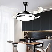 baratos Candeeiros Ventoinhas de Teto-Ventilador de teto com luzes 147&quot; led regulável 3 cores 6 velocidades cronometrando lâminas reversíveis com controle remoto, lustre de ventilador doméstico, ventilador de teto de montagem embutida de