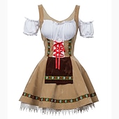 cheap Dirndl-Carnival Oktoberfest Beer Outfits Petticoat Hoop Skirt Tutu Maid German Munich Wiesn Women&#039;s Traditional Style Cloth Dress Apron