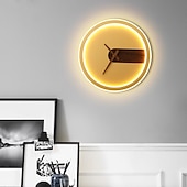 abordables Apliques de pared para interior-Lámpara de pared interior con reloj, lámpara de pared decorativa creativa, diseño de reloj real de 30 cm, accesorio de iluminación montado en la pared de metal para dormitorio, cabecera, pasillo, sala
