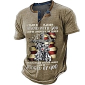 abordables Palabras divertidas-Hombre Graphic Cruz Fe Henley Shirt Manga Corta Impresión 3D Moda Design Cómodo Exterior Diario Verano Negro Verde Caqui Azul Oscuro Henley Camiseta Henley
