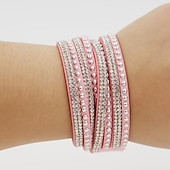 billige Armbånd og armringer-Dame Vintage Armbånd Vevet Armband Retro Mote Veving Mote Enkel Elegant Ferie Lær Armbånd Smykker Svart / Hvit / Rosa Til Fest &amp; Aften Gave Ferie Bursdag Festival