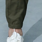 preiswerte Unterteile-Leinenhose für Jungen, Hose mit Tasche, einfarbig, atmungsaktiv, Komforthose, Outdoor, cool, täglich, Basic, Armeegrün, Marineblau, Khaki, mittlere Taille