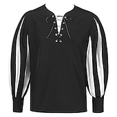 economico Cime-Retrò Vintage Punk &amp; Gotico Medievale Blusa / Camicia Mascherata Tunica Fiera del Ren Cavaliere Vichingo Crociato Con Volant Blocco di colori Per uomo Celtico Costumi da pirata Carnevale Mascherata