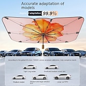 お買い得  車用サンシェード＆サンバイザー-カーサンシェードフロントウィンドシールドアンブレラ、 retractable折りたたみUV保護日焼け止め、UPF 50+、遮光率99.8%による断熱