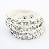 billige Armbånd og armringer-Dame Vintage Armbånd Vevet Armband Retro Mote Veving Mote Enkel Elegant Ferie Lær Armbånd Smykker Svart / Hvit / Rosa Til Fest &amp; Aften Gave Ferie Bursdag Festival