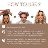 abordables Aparatos para el baño-Juego de rizos satinados sin calor: varilla para rizar + cubierta para el cabello rizado, juego de rizos con bollos de calor cero, artefacto para rizar el cabello para personas perezosas con sueño de ola grande, juego de cabello rizado sin calor para muje